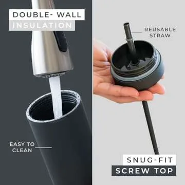 STRATA CUPS Black Skinny Tumblers with Lids and Straws (12 pack) - 16oz Double Wall Acrylic Tumbler, Tall Matte Skinny Tumblers, Bulk with Free Straw Cleaner, Reusable Cups