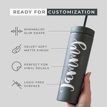 STRATA CUPS Black Skinny Tumblers with Lids and Straws (12 pack) - 16oz Double Wall Acrylic Tumbler, Tall Matte Skinny Tumblers, Bulk with Free Straw Cleaner, Reusable Cups