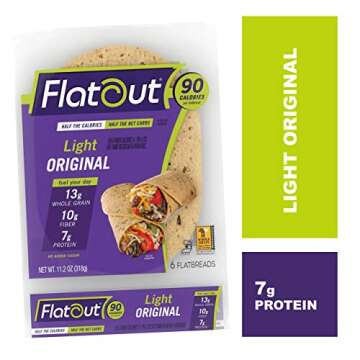 FLATOUT Flatbread Wraps - LIGHT ORIGINAL - 90 Calories - 2 Weight Watchers SmartPoints value per flatbread (2 Packs of 6 Flatbreads)