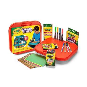 Crayola Create 'N Carry Art Set (75pcs), Art Supplies Kit, Drawing Set for Kids, Arts & Crafts Supplies, Gift for Kids, 5+