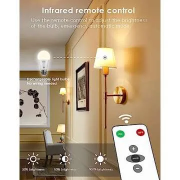 Rechargeable Light Bulbs LED Battery Backup Light Bulb with Remote Control Battery Operated Emergency Bulb Lamps for Home Power Outage and Camping Outdoor Activity Dimmable 7W 600LM Soft White