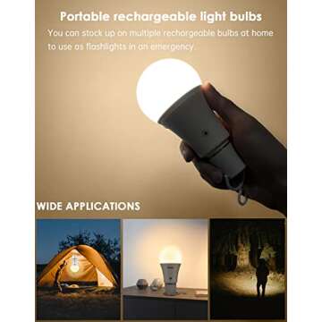 Rechargeable Light Bulbs LED Battery Backup Light Bulb with Remote Control Battery Operated Emergency Bulb Lamps for Home Power Outage and Camping Outdoor Activity Dimmable 7W 600LM Soft White