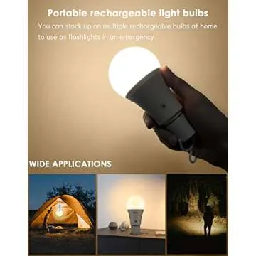 Rechargeable Light Bulbs LED Battery Backup Light Bulb with Remote Control Battery Operated Emergency Bulb Lamps for Home Power Outage and Camping Outdoor Activity Dimmable 7W 600LM Soft White