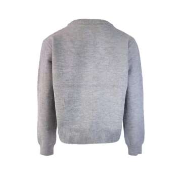 MakeMeChic Women's Bow Sweater Crew Neck Button Down Long Sleeve Cute Lightweight Cardigan Sweaters Knitwear Grey Medium