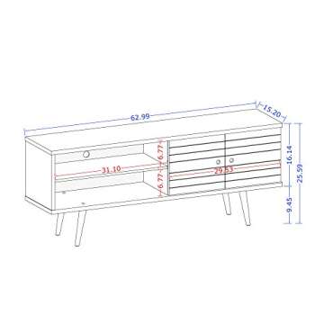 Manhattan Comfort Liberty Mid Century Modern TV Stand for Televisions up to 60 Inches, Bedroom and Living Room Entertainment Center with Storage, Shelves, and Cabinet, 201AMC: 62.99 Inch, Rustic Brown