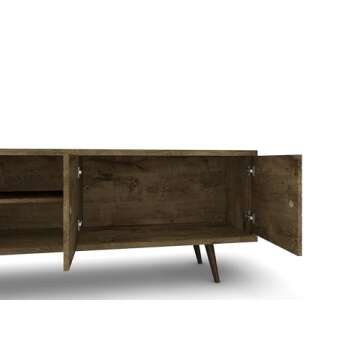 Manhattan Comfort Liberty Mid Century Modern TV Stand for Televisions up to 60 Inches, Bedroom and Living Room Entertainment Center with Storage, Shelves, and Cabinet, 201AMC: 62.99 Inch, Rustic Brown