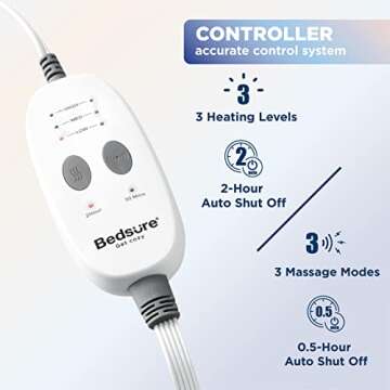 Bedsure Heating Pad for Neck and Shoulders Pain Relief, Weighted Massaging Heated Pad for Cramps, Electric Pad with 3 Heat Levels & 3 Massage Modes, 12" x 24", Grey