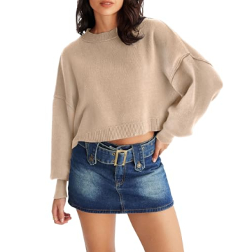 MEROKEETY Women's Oversized Ribbed Knit Sweater