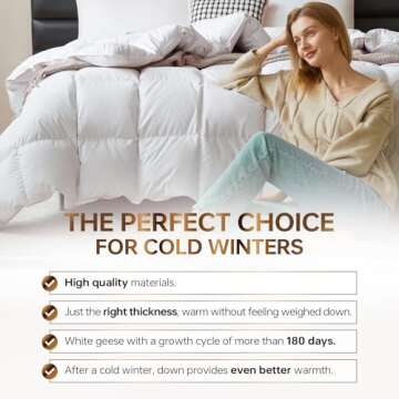 C&W White Goose Down Comforter King with 750 Fill Power