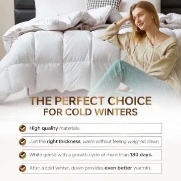 C&W White Goose Down Comforter King with 750 Fill Power