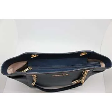 Michael Kors Jet Set Travel Tote Navy Blue Leather Handbag