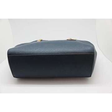 Michael Kors Jet Set Travel Large Chain Shoulder Tote Navy Blue Leather