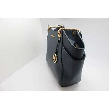 Michael Kors Jet Set Travel Tote Navy Blue Leather Handbag