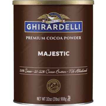 Ghirardelli Majestic Premium Cocoa Powder, 32 Ounce Can with Ghirardelli Stamped Barista Spoon