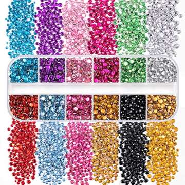 Nail Rhinestones 4520PCS 1.5-6mm Colorful Transparent White Round Flatback Crystal Shine Diamonds for DIY Crafts Nail Art