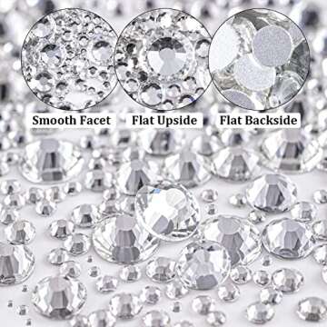 Nail Rhinestones 4520PCS 1.5-6mm Colorful Transparent White Round Flatback Crystal Shine Diamonds for DIY Crafts Nail Art