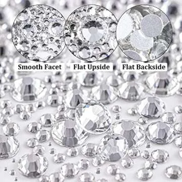 Nail Rhinestones 4520PCS 1.5-6mm Colorful Transparent White Round Flatback Crystal Shine Diamonds for DIY Crafts Nail Art
