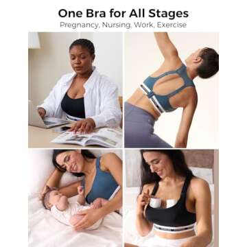 Momcozy Nursing Bras for Breastfeeding, FB011 Low-Impact Nursing Sports Bra Support Maternity Pregnancy Padded Wireless Bralette Blue