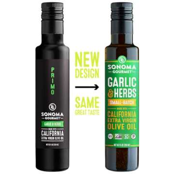 Sonoma Gourmet: Garlic & Herbs Flavored Olive Oil | 100% California Extra Virgin Olive Oil | 8.5 FL OZ (Pack of 2)