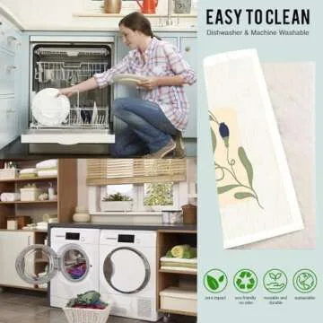 Ablecozy Swedish Dish Clothes Pack of 4, Reusable Soft Kitchen Towels Dish Cloths Set Absorbent Sponge Cleaning Washable Quick Drying Bar Hand Washing (flower2)