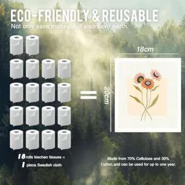 Ablecozy Swedish Dish Clothes Pack of 4, Reusable Soft Kitchen Towels Dish Cloths Set Absorbent Sponge Cleaning Washable Quick Drying Bar Hand Washing (flower2)