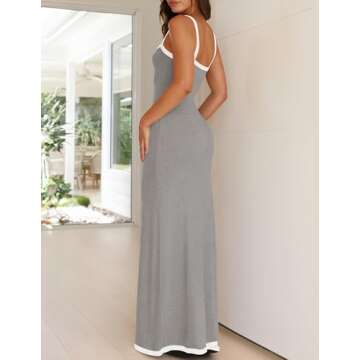 ZESICA Summer Spaghetti Straps Maxi Dress for Women