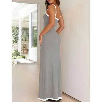 ZESICA Summer Spaghetti Straps Maxi Dress for Women
