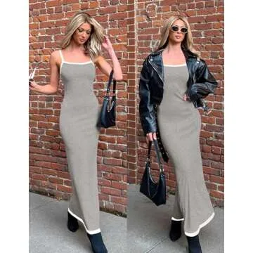 ZESICA Summer Spaghetti Straps Maxi Dress for Women