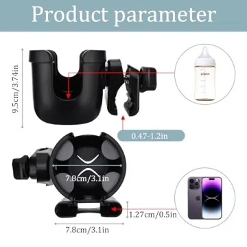Universal Stroller Cup Holder with Phone Holder for Easy Use