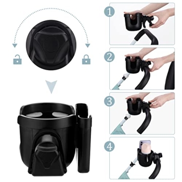 Universal Stroller Cup Holder with Phone Holder for Easy Use