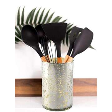 Serene Spaces Living Antique Silver Cylinder Vase, Vintage-Style Handmade Mercury Glass Finish for Weddings, Parties, Events, Measures 6" Tall and 3.5" Diameter