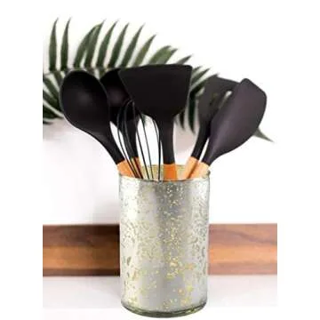 Serene Spaces Living Antique Silver Cylinder Vase, Vintage-Style Handmade Mercury Glass Finish for Weddings, Parties, Events, Measures 6" Tall and 3.5" Diameter