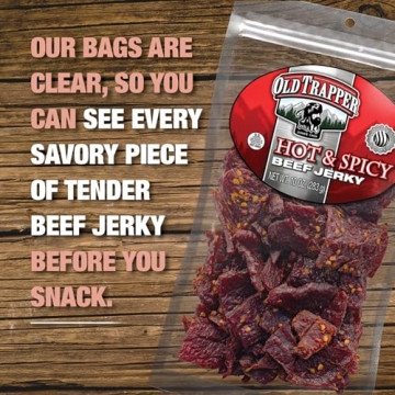 Old Trapper Hot & Spicy Beef Jerky 10-Ounce Gourmet Snack