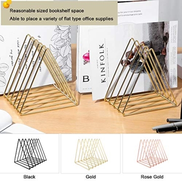 Urban Deco Triangle Desk Organizers Metal Wire Magazine Holder 7 Sections Decorative File Folder Organizer Vinyl Record Storage Office For Desk - Gold Magazine File Holder - Pack of 2