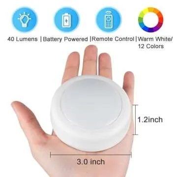 BLS LED Puck Lights with Remote Control, Wireless Under Cabinet & Closet Lighting, Color Changing Lights with Dimmer, Timer & AA Battery Operated, Stick on, 6 Pack