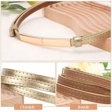 JASGOOD 2 Pack Women's Skinny Patent Leather Belt Adjustable Slim Waist Belt for Dress