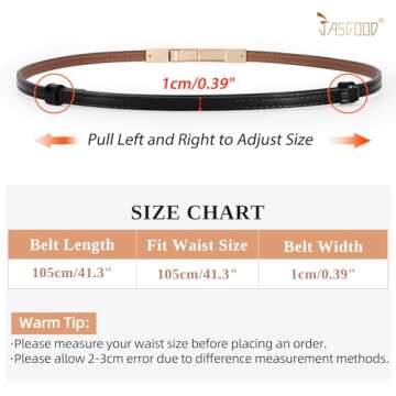 JASGOOD 2 Pack Women's Skinny Patent Leather Belt Adjustable Slim Waist Belt for Dress