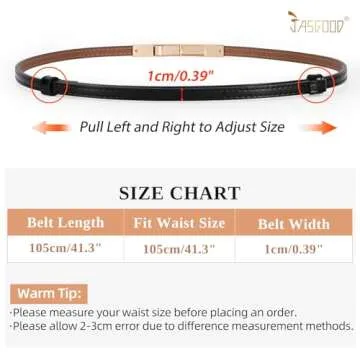 JASGOOD 2 Pack Women's Skinny Patent Leather Belt Adjustable Slim Waist Belt for Dress