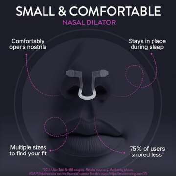 Rhinomed Mute Nasal Dilator for Snore Reduction - Anti-Snoring Aid Solution - Improve Airflow - Comfortable Nose Vents, Breathing Aids for Better Sleep (Starter, 3-Pk)