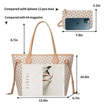 Lacel Urwebin Handbags for Women Designer Fashion Purses Top Handle Satchel Shoulder Bags 2pcs with Small Wallet (White)