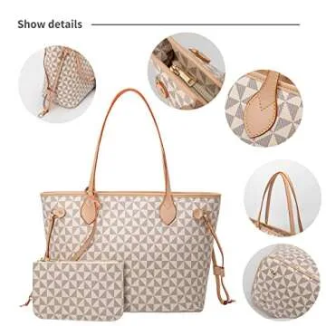 Lacel Urwebin Handbags for Women Designer Fashion Purses Top Handle Satchel Shoulder Bags 2pcs with Small Wallet (White)