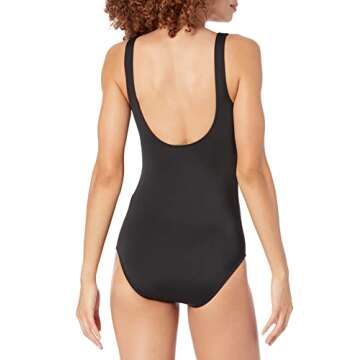 Amazon Essentials Women's One-Piece Coverage Swimsuit (Available in Plus Size), Washed Black, X-Large