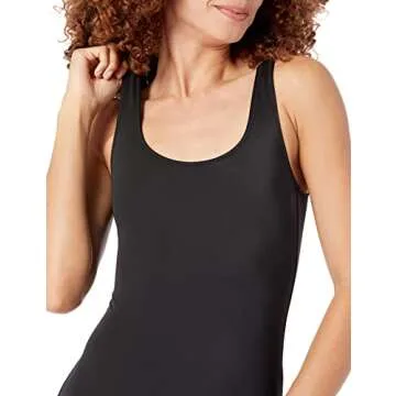 Amazon Essentials Women's One-Piece Coverage Swimsuit (Available in Plus Size), Washed Black, X-Large