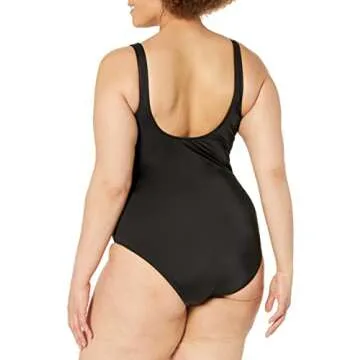 Amazon Essentials Women's One-Piece Coverage Swimsuit (Available in Plus Size), Washed Black, X-Large