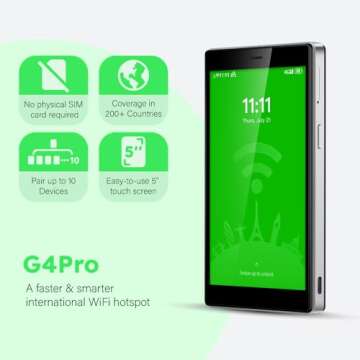 GlocalMe G4 Pro 4G LTE Mobile Hotspot with Global 1GB Data, Portable WiFi Hotspot for Travel in 200+...
