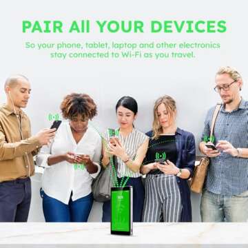 GlocalMe G4 Pro 4G LTE Mobile Hotspot with Global 1GB Data, Portable WiFi Hotspot for Travel in 200+ Countries, 5" Touch Screen Hotspot Device, No SIM Card Needed, 10 Connected Devices(G4 Pro Black)