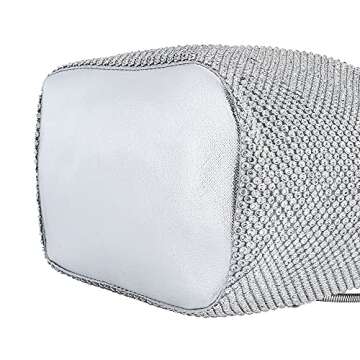 Rhinestone Evening Party Bags for Women Sparkly Silver Clutch Crystal Bucket Purse Wedding Purses Wallet Fancy Desinger Handbags Bing Glitter Shoulder Bags for Cocktail Prom NightOut Small Tote Bag