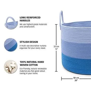 OrganiHaus Extra Large Cotton Rope Basket for Storage, Stylish Multi-Tone Design for Toys and Laundr...