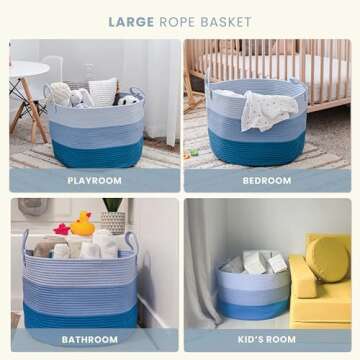 Stylish OrganiHaus Cotton Rope Storage Basket for Kids