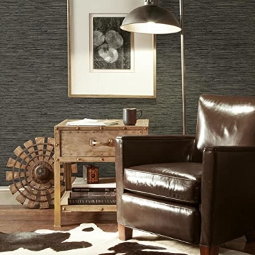 RoomMates Faux Grasscloth Grey Peel-and-Stick Wallpaper Roll